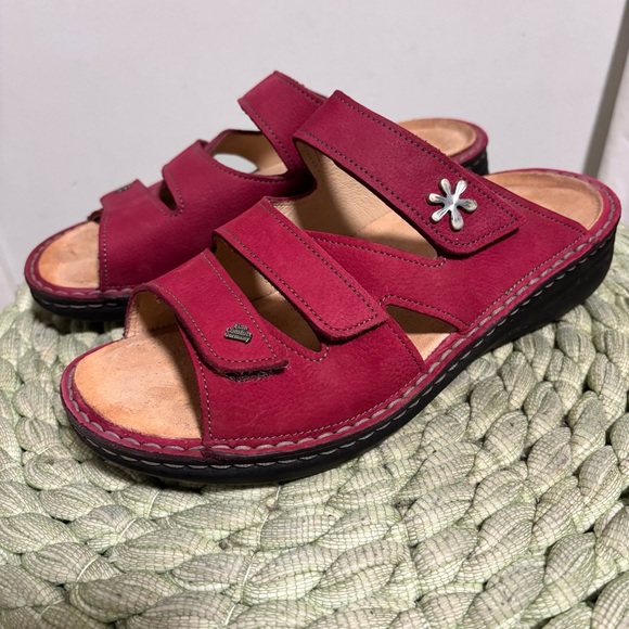 Finn Comfort Grenda Raspberry Nubuck Vienna Slide On Sandals Size 7 - Picture 1 of 11